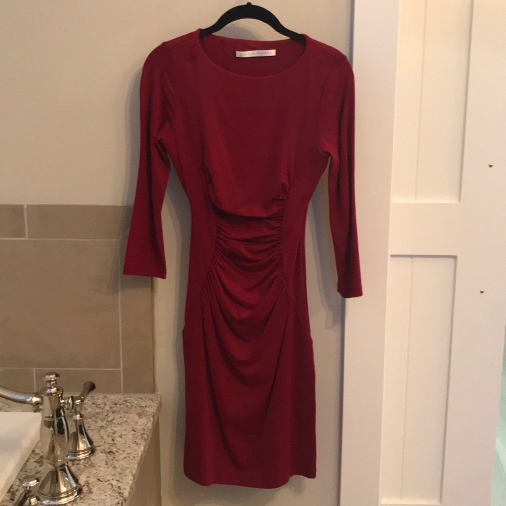 Susana Monaco cranberry ruched dress